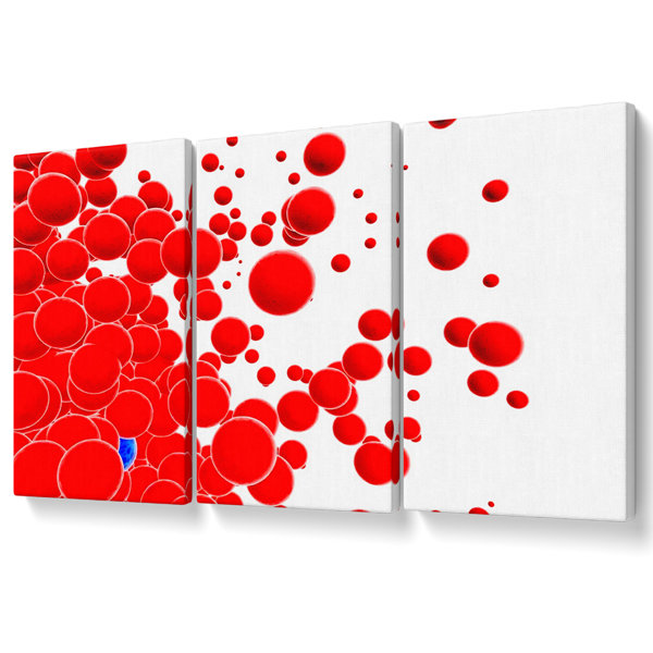 Ivy Bronx Red Bubbles Canvas 3 Panel Set Wayfair.co.uk